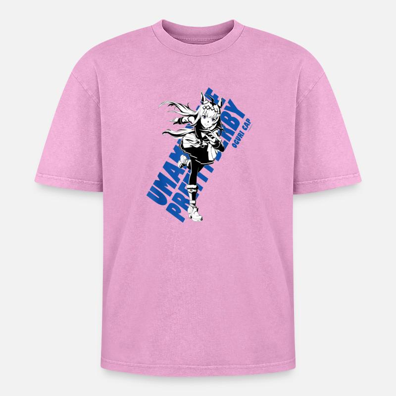Manga-Heldin mit dynamischem Stil - Oversized Unisex Premium Acid-Washed T-Shirt - Pink Acid Wash