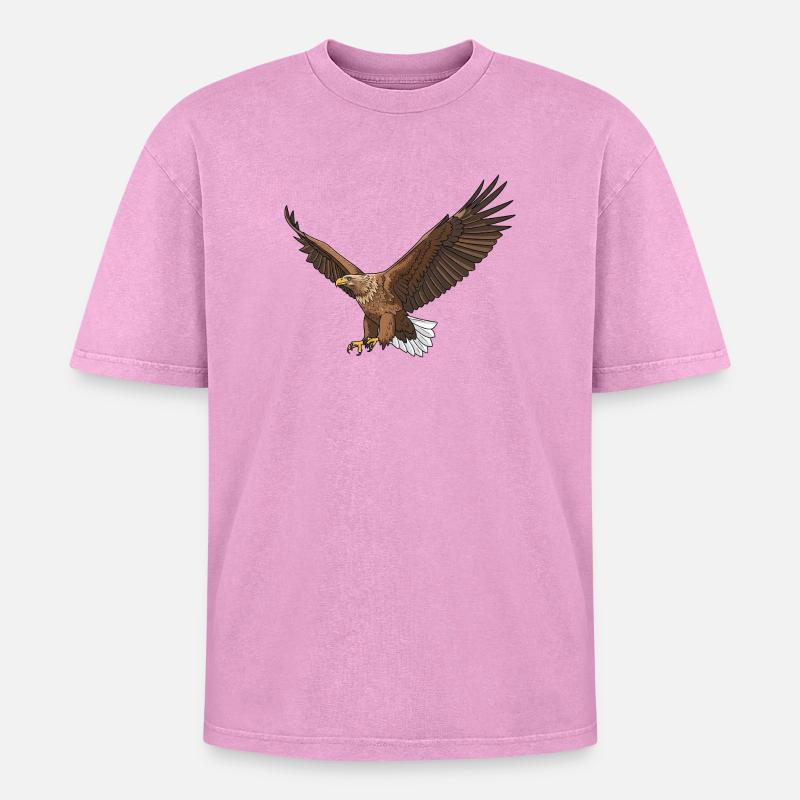 White-tailed Eagle Haliaeetus albicilla Eagle - Oversized Unisex Premium Acid-Washed T-Shirt - acid washed pink