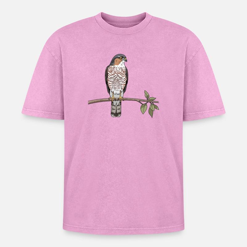 Sperber Greifvogel - Oversized Unisex Premium Acid-Washed T-Shirt - Pink Acid Wash