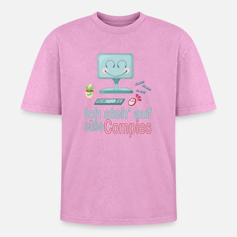I'm into cute computers - Oversized Unisex Premium Acid-Washed T-Shirt - acid washed pink