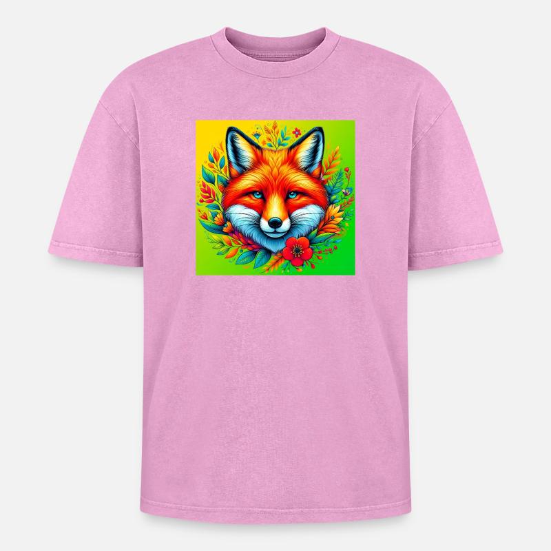 fox - Oversized Unisex Premium Acid-Washed T-Shirt - acid washed pink