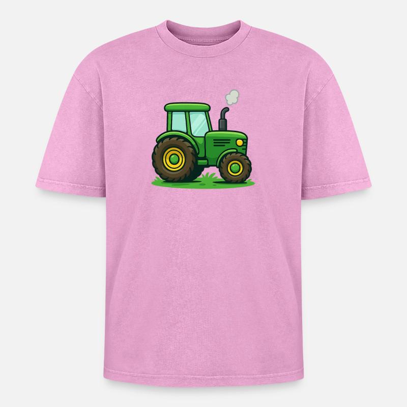 Traktor Kinder Geschenkidee - Oversized Unisex Premium Acid-Washed T-Shirt - Pink Acid Wash