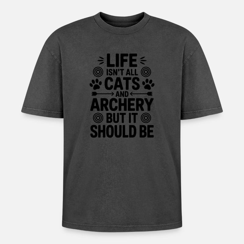 Bogenschießen Spruch Katzen Bogenschießen Geschenk - Oversized Unisex Premium Acid-Washed T-Shirt - undefined