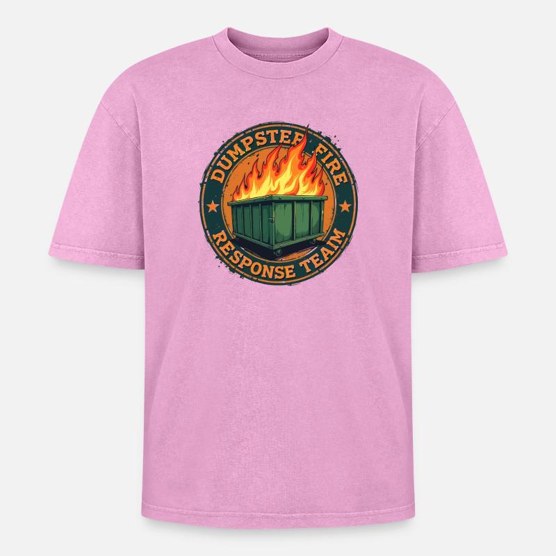 dumpster fire - response team - T-shirt Premium unisexe oversize acid-washed - rose délavé acide