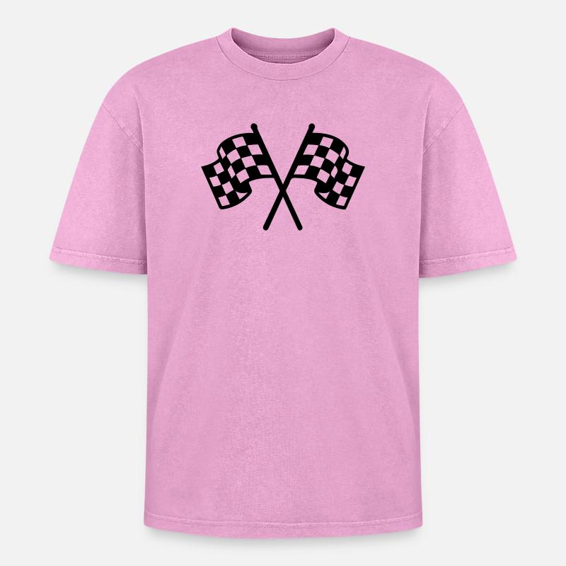 Icône du drapeau de course - T-shirt Premium unisexe oversize acid-washed - rose délavé acide
