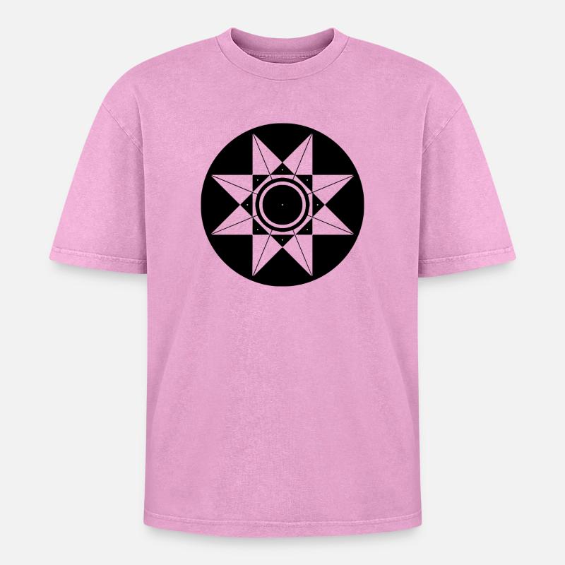 Celestial Star Schematic - Oversized Unisex Premium Acid-Washed T-Shirt - acid washed pink