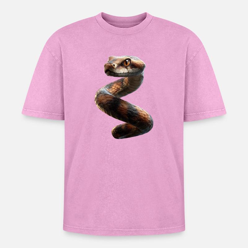 Schlange Python Kobra Klapperschlange Schlangen - Oversized Unisex Premium Acid-Washed T-Shirt - Pink Acid Wash