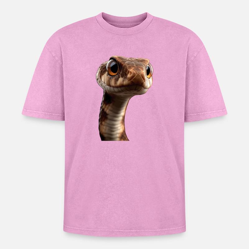 snake, python, cobra, rattlesnake, snakes - Oversized Unisex Premium Acid-Washed T-Shirt - acid washed pink
