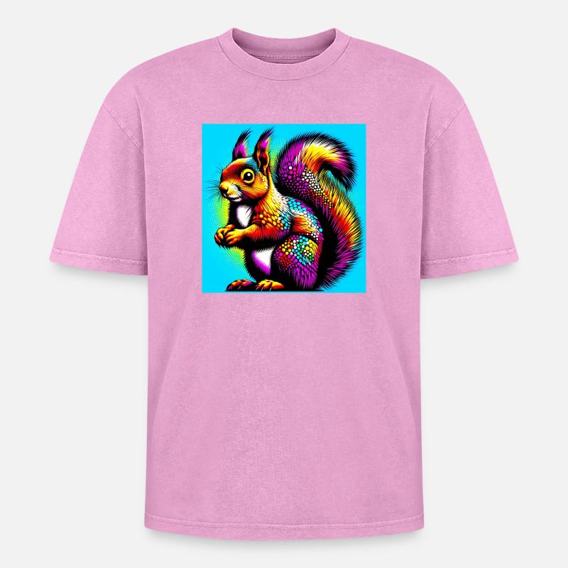 Eichhörnchen - Oversized Unisex Premium Acid-Washed T-Shirt - Pink Acid Wash