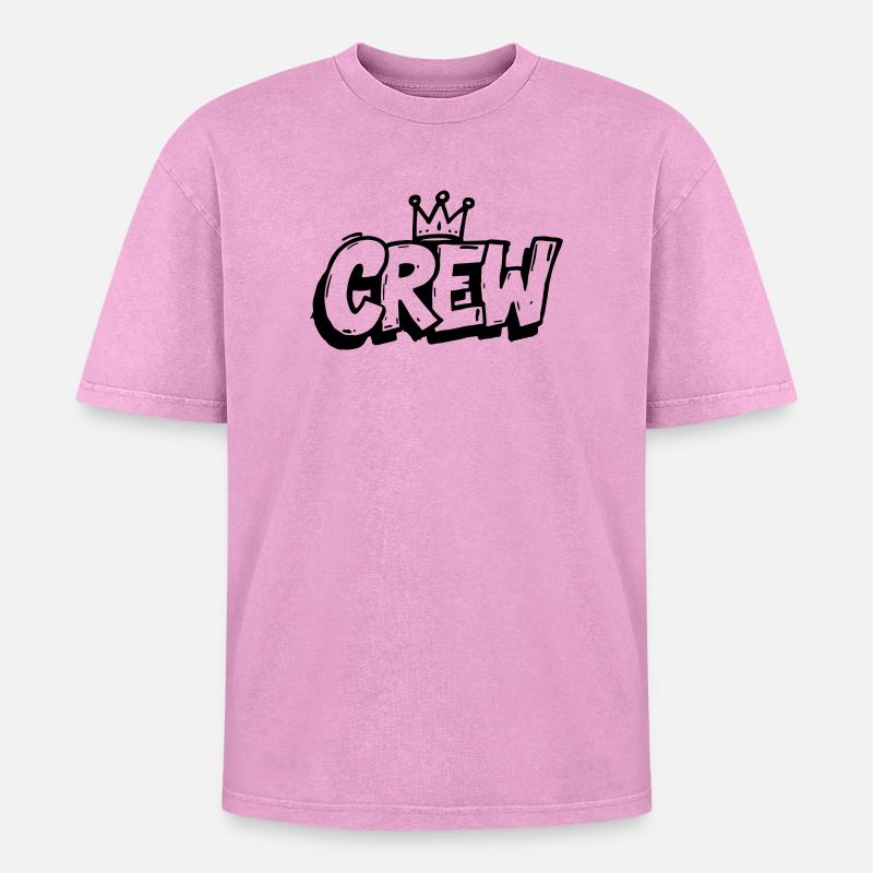 Crew Graffiti - Oversized Unisex Premium Acid-Washed T-Shirt - acid washed pink