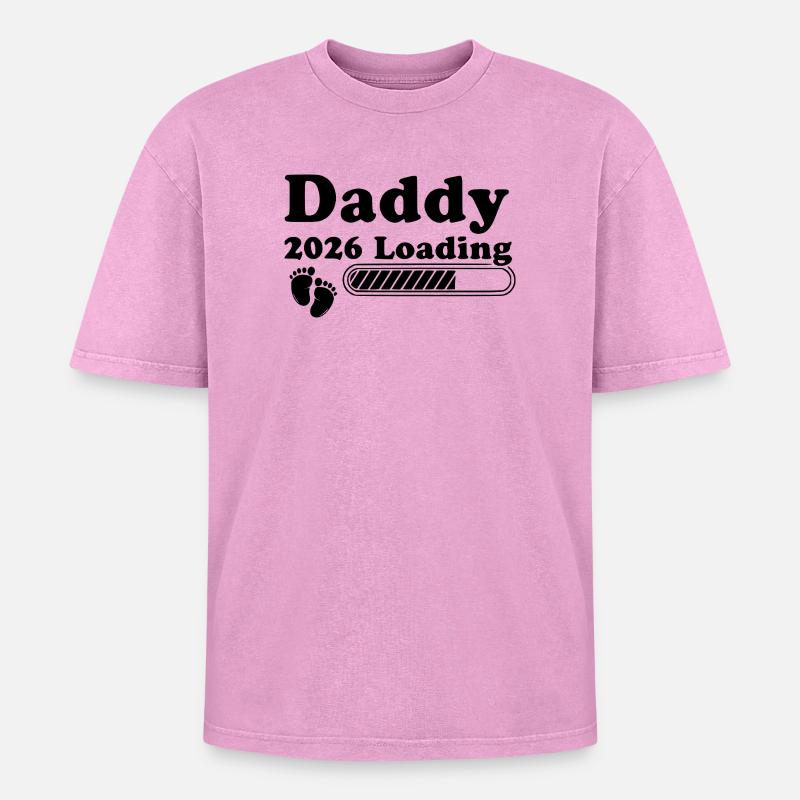 Daddy 2026 Loading - Oversized Unisex Premium Acid-Washed T-Shirt - Pink Acid Wash