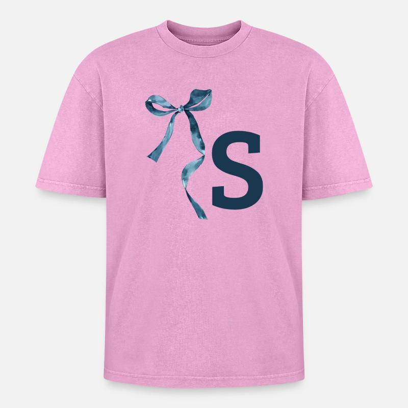 Monogram s gift idea - Oversized Unisex Premium Acid-Washed T-Shirt - acid washed pink