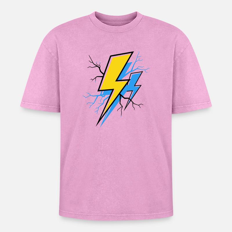 Rayon Bleu Jaune - T-shirt Premium unisexe oversize acid-washed - rose délavé acide