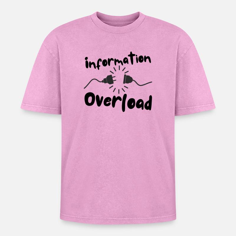 Information overload plug current - Oversized Unisex Premium Acid-Washed T-Shirt - acid washed pink