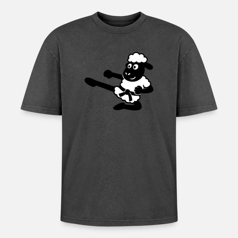 Karate Schaf - Oversized Unisex Premium Acid-Washed T-Shirt - undefined