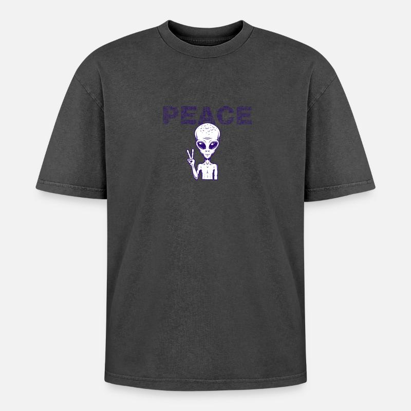 Friedensalien Peacezeichen - Oversized Unisex Premium Acid-Washed T-Shirt - undefined