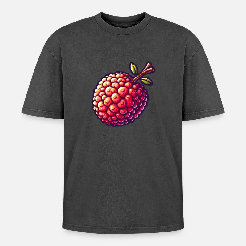 Lychee Pop Art Red - Oversized Unisex Premium Acid-Washed T-Shirt - undefined
