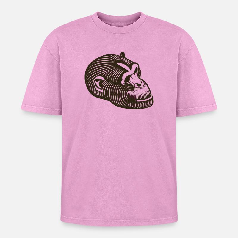 Stylized GORILLE head - Oversized Unisex Premium Acid-Washed T-Shirt - acid washed pink