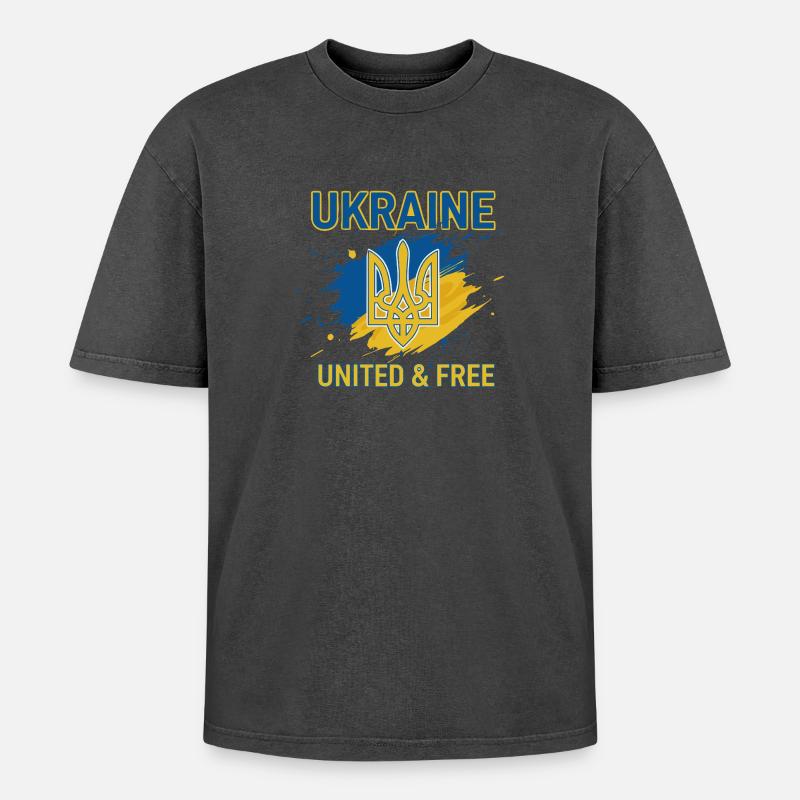 Ukraine Unity and Freedom - Oversized Unisex Premium Acid-Washed T-Shirt - undefined