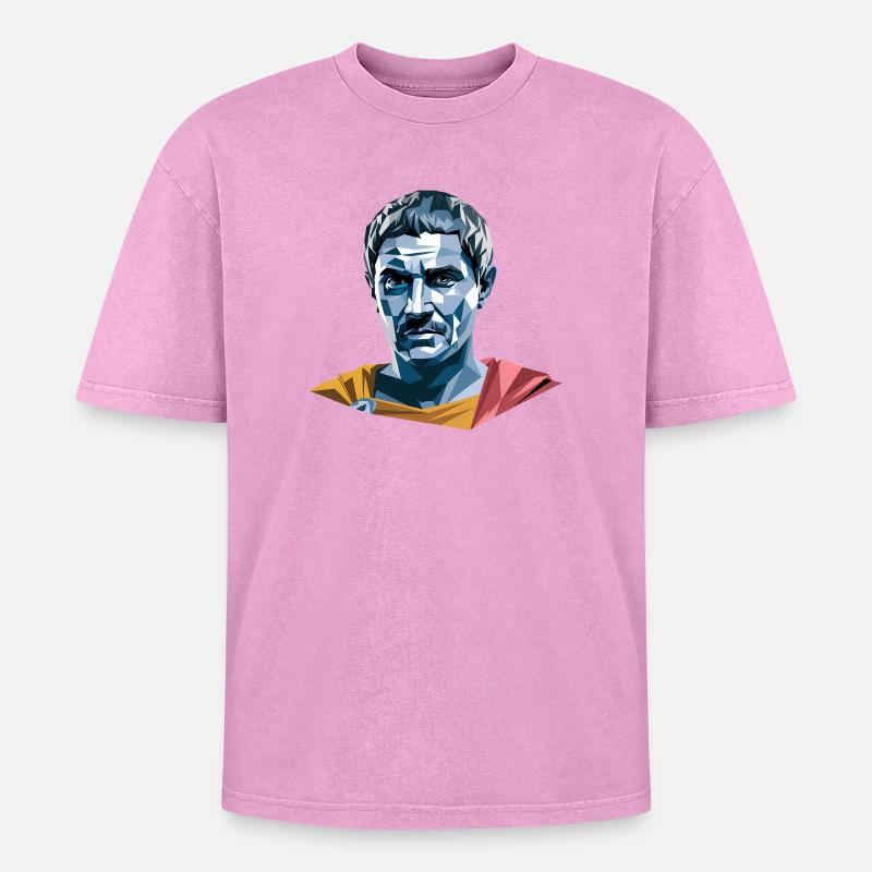 Caesar - Cool History Logo - Oversized Unisex Premium Acid-Washed T-Shirt - acid washed pink