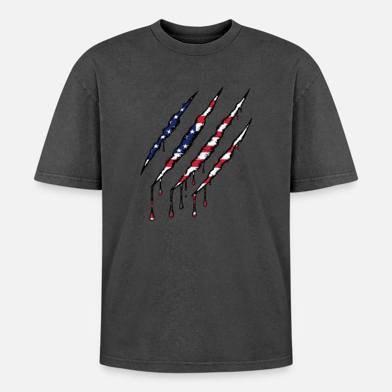 Scratch USA Flag Scratch Trace - T-shirt Premium unisexe oversize acid-washed - undefined