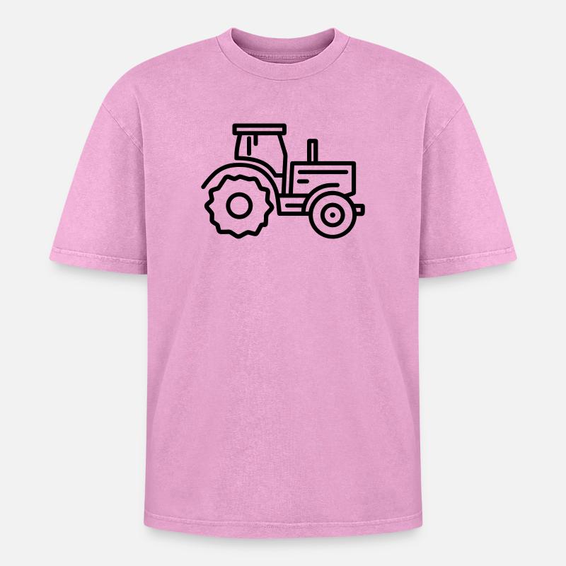 tractor - Oversized Unisex Premium Acid-Washed T-Shirt - acid washed pink
