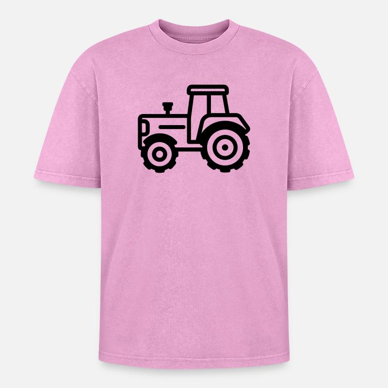 tractor - Oversized Unisex Premium Acid-Washed T-Shirt - acid washed pink