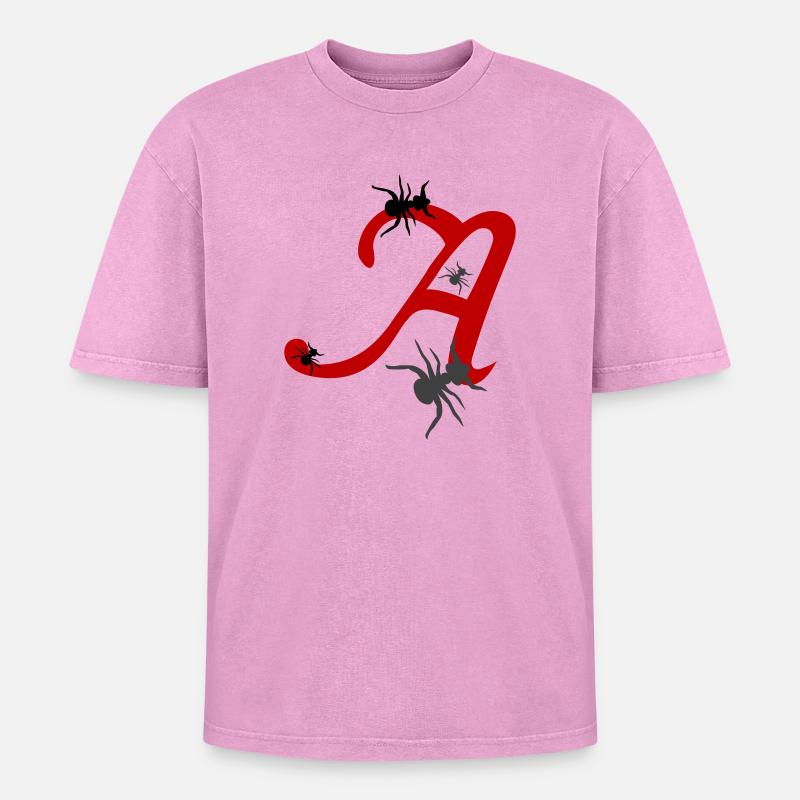 Lettre A Initiale - T-shirt Premium unisexe oversize acid-washed - rose délavé acide