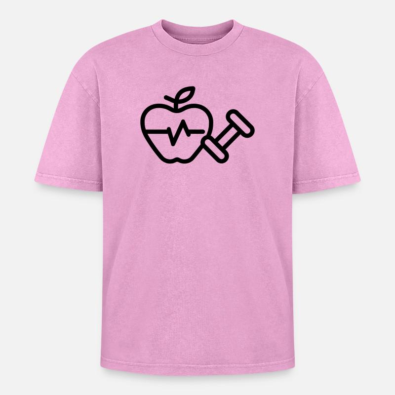 Gesunder Lebensstil - Oversized Unisex Premium Acid-Washed T-Shirt - Pink Acid Wash
