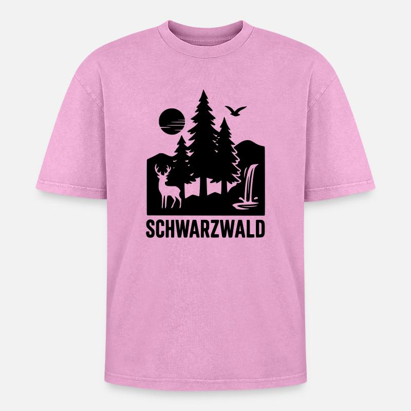 Black Forest - Oversized Unisex Premium Acid-Washed T-Shirt - acid washed pink