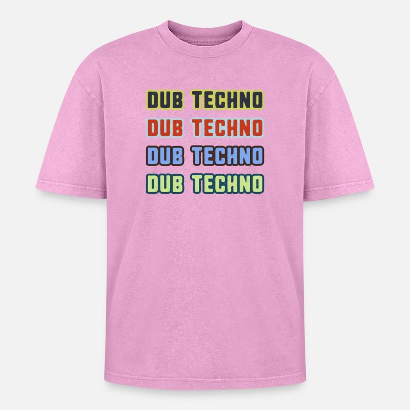 Dub Techno Kaleidoscope - Oversized Unisex Premium Acid-Washed T-Shirt - acid washed pink