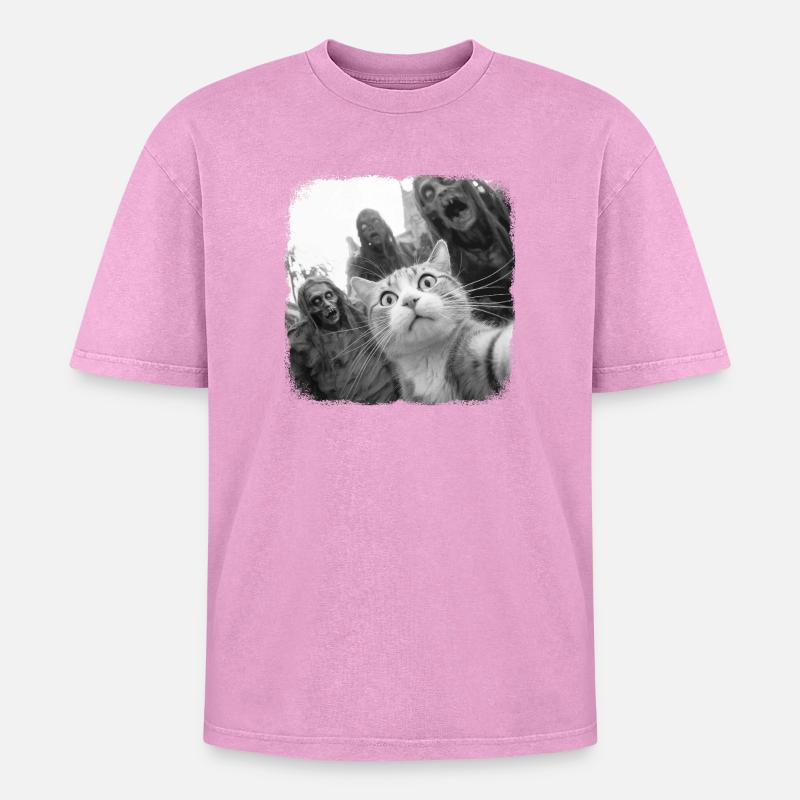 Zombiecalypse - Oversized Unisex Premium Acid-Washed T-Shirt - acid washed pink