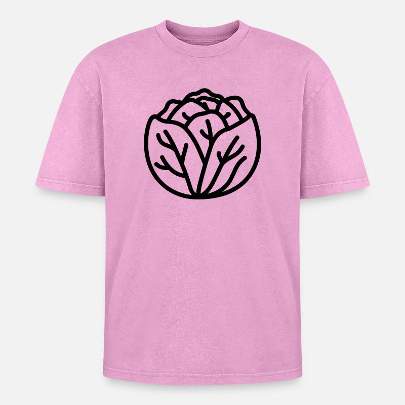 cabbage - Oversized Unisex Premium Acid-Washed T-Shirt - acid washed pink