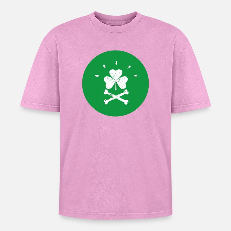Joyeuse Roger Shamrock Saint-Patrick - T-shirt Premium unisexe oversize acid-washed - rose délavé acide