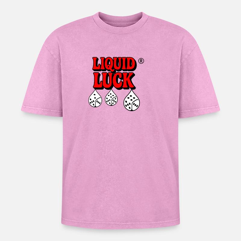 Liquid Luck Dice Drops - Oversized Unisex Premium Acid-Washed T-Shirt - acid washed pink