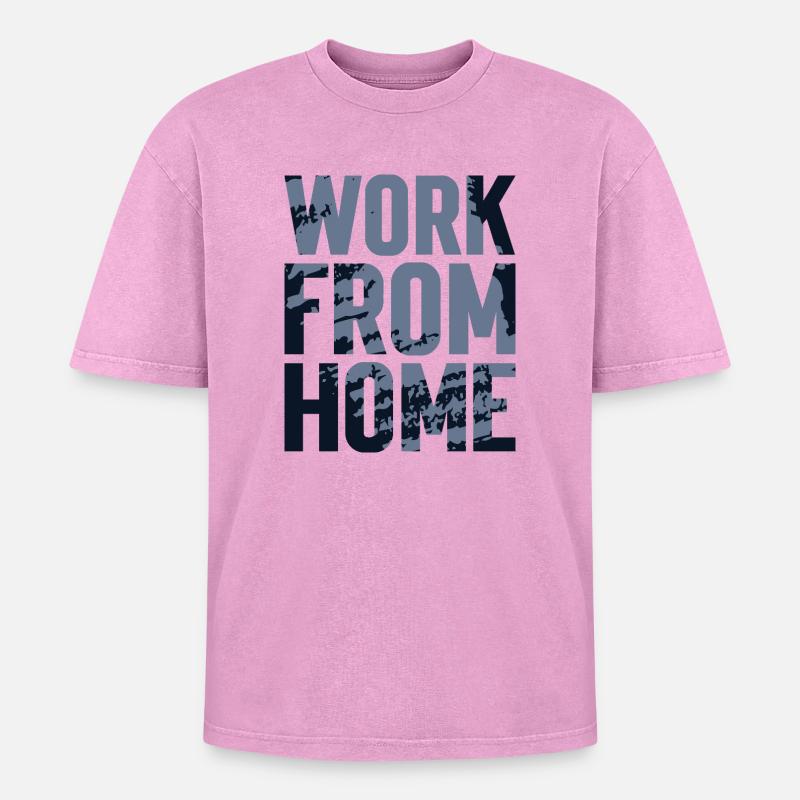 Work from Home Textured - Oversized Unisex Premium Acid-Washed T-Shirt - acid washed pink