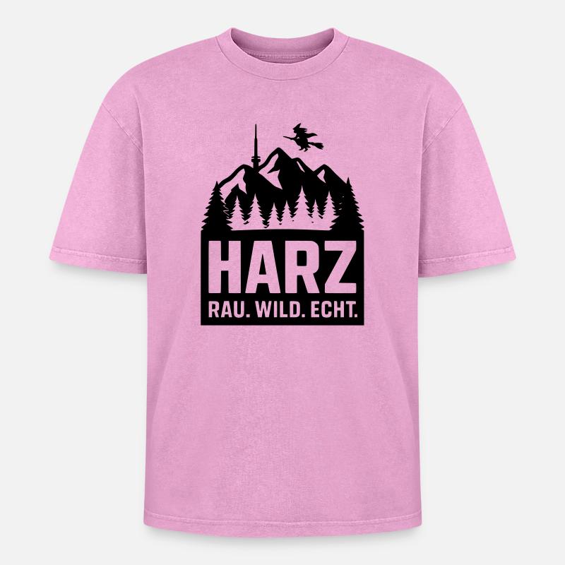 harz wild rau echt - Oversized Unisex Premium Acid-Washed T-Shirt - undefined