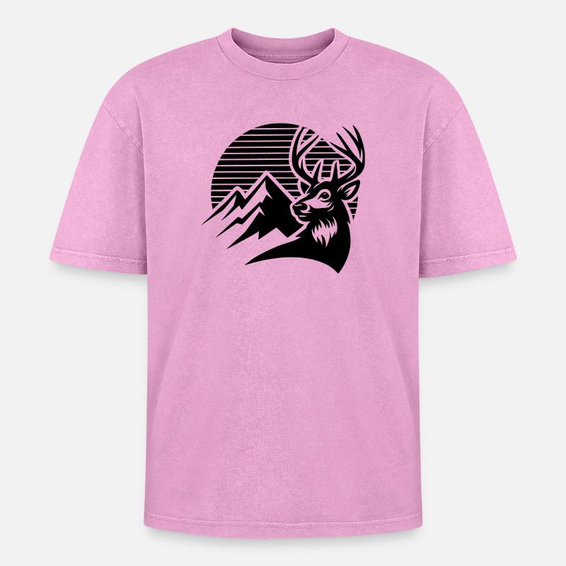 Alpine deer - Oversized Unisex Premium Acid-Washed T-Shirt - acid washed pink