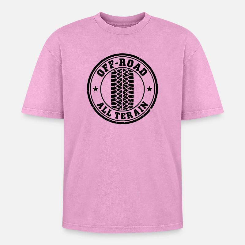 off-road - Oversized Unisex Premium Acid-Washed T-Shirt - acid washed pink