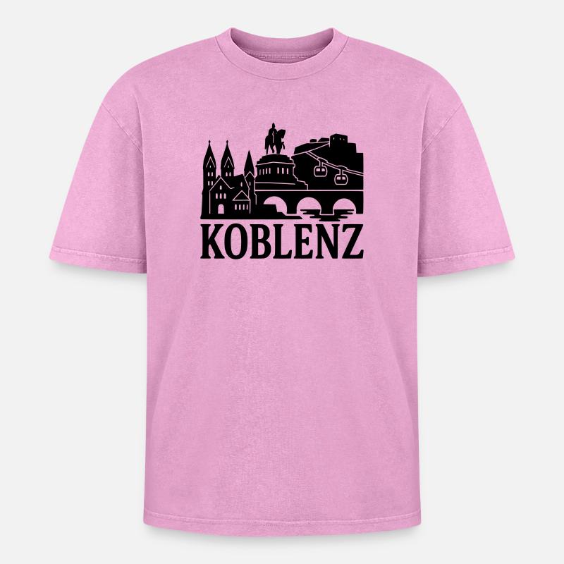 Silhouette de Coblence - T-shirt Premium unisexe oversize acid-washed - rose délavé acide