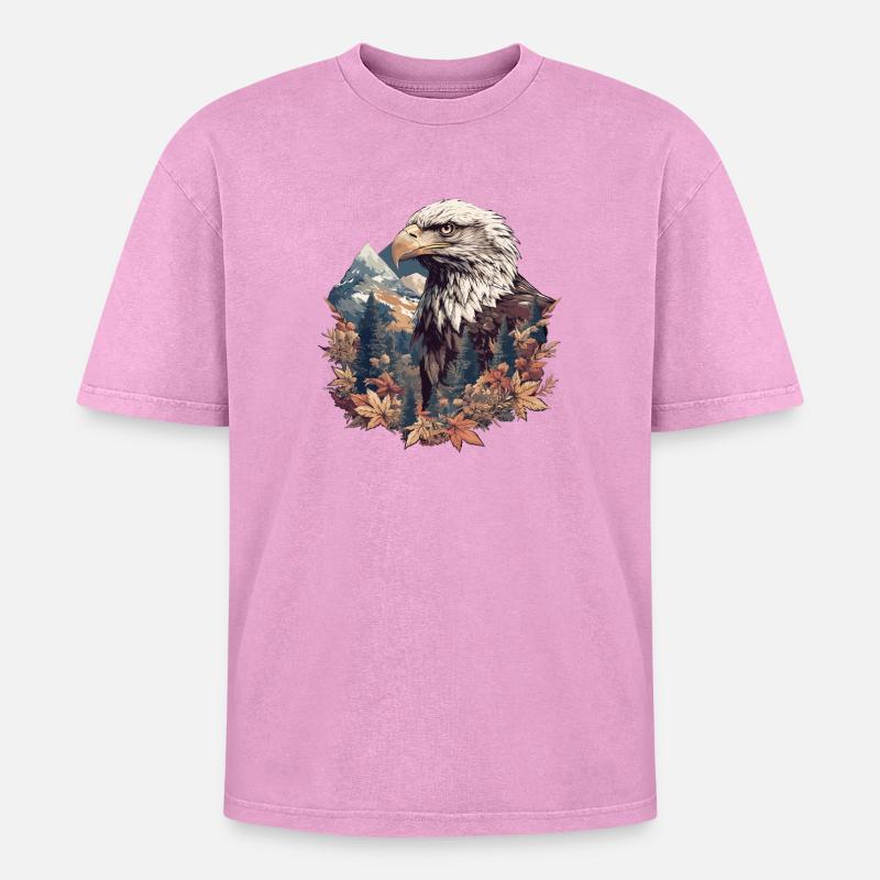 Eagle - Oversized Unisex Premium Acid-Washed T-Shirt - acid washed pink