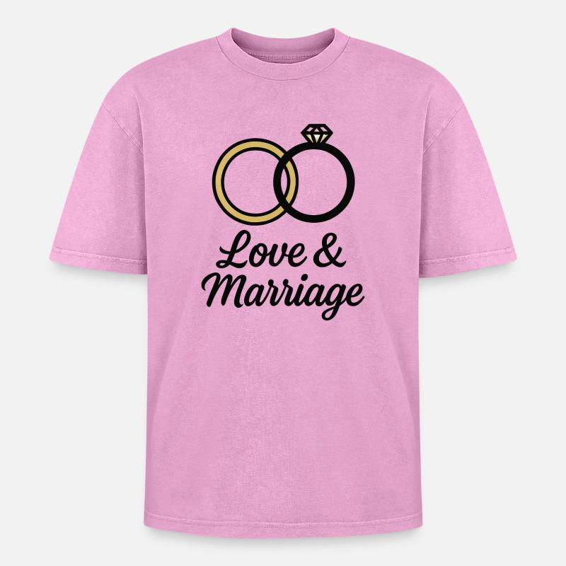 Liebe & Ehe Trauringe - Liebe & Ehe - Oversized Unisex Premium Acid-Washed T-Shirt - Pink Acid Wash