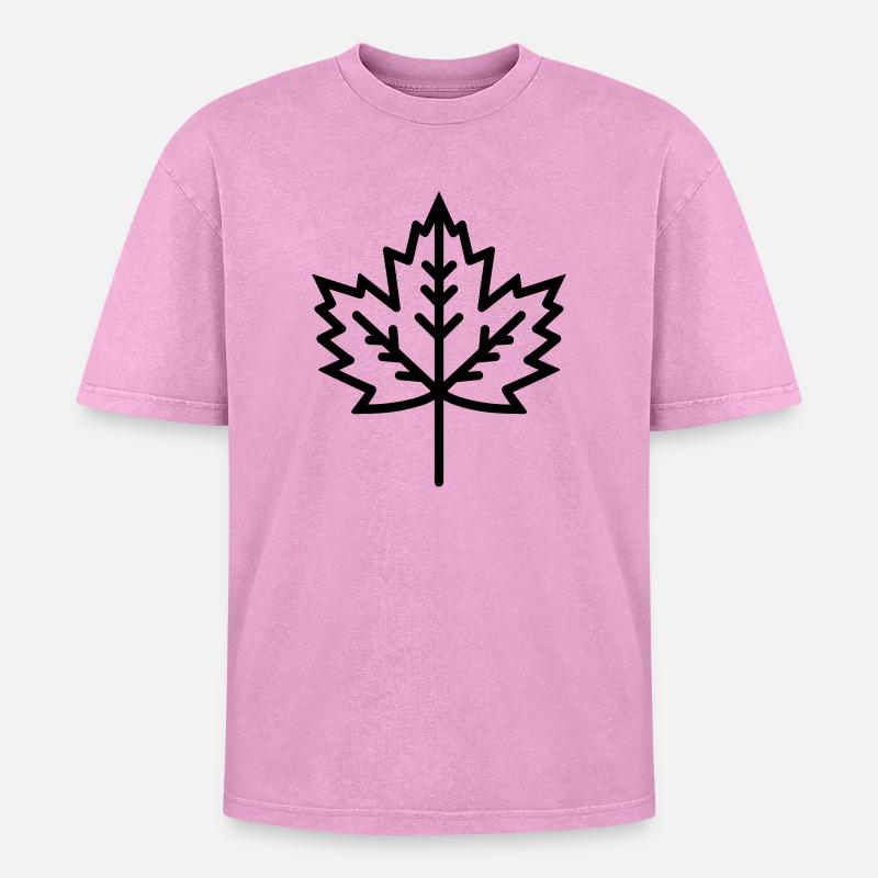 maple leaf - Oversized Unisex Premium Acid-Washed T-Shirt - acid washed pink