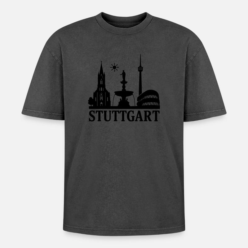 Stuttgart Silhouette Landmark - T-shirt Premium unisexe oversize acid-washed - undefined