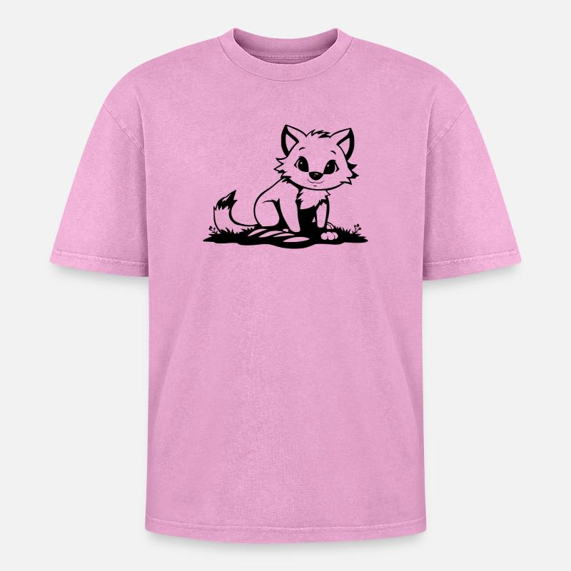 Fuchs - Oversized Unisex Premium Acid-Washed T-Shirt - Pink Acid Wash