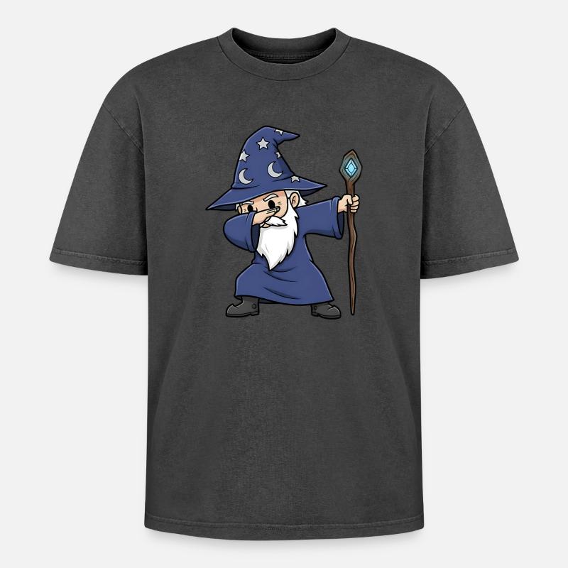 Dabbing Wizard – Lustiger Zauberer Design - Oversized Unisex Premium Acid-Washed T-Shirt - undefined