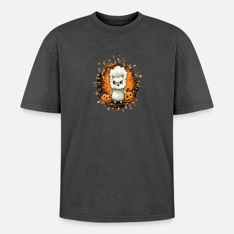 Lama Halloween Comic - Oversized Unisex Premium Acid-Washed T-Shirt - undefined