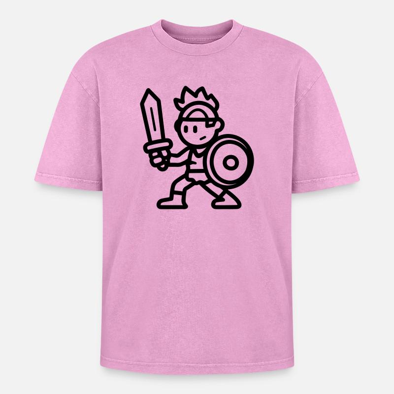warrior - Oversized Unisex Premium Acid-Washed T-Shirt - acid washed pink