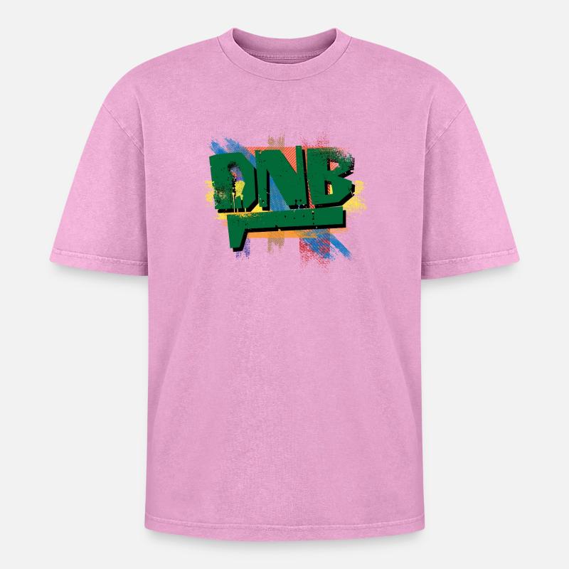 DNB Graffiti Burst - Oversized Unisex Premium Acid-Washed T-Shirt - acid washed pink
