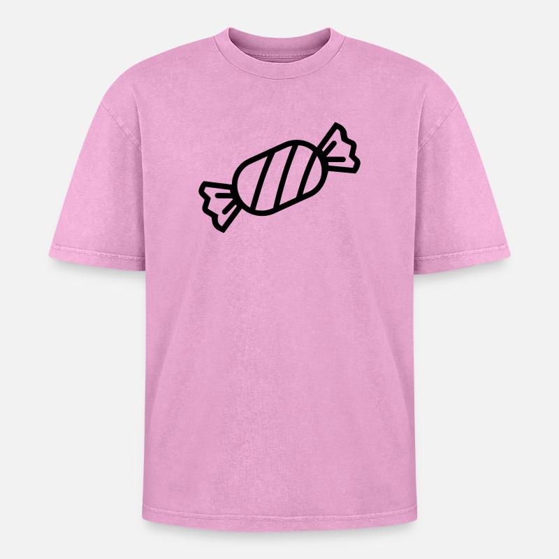 candy - Oversized Unisex Premium Acid-Washed T-Shirt - acid washed pink